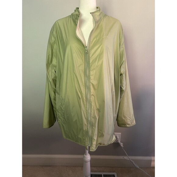 Reversible Lime Nylon/cream Fleece Plus Size 4X Jacket - Picture 1 of 10